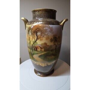 Noritake Hand Painted Vase - Japan - Country Scene